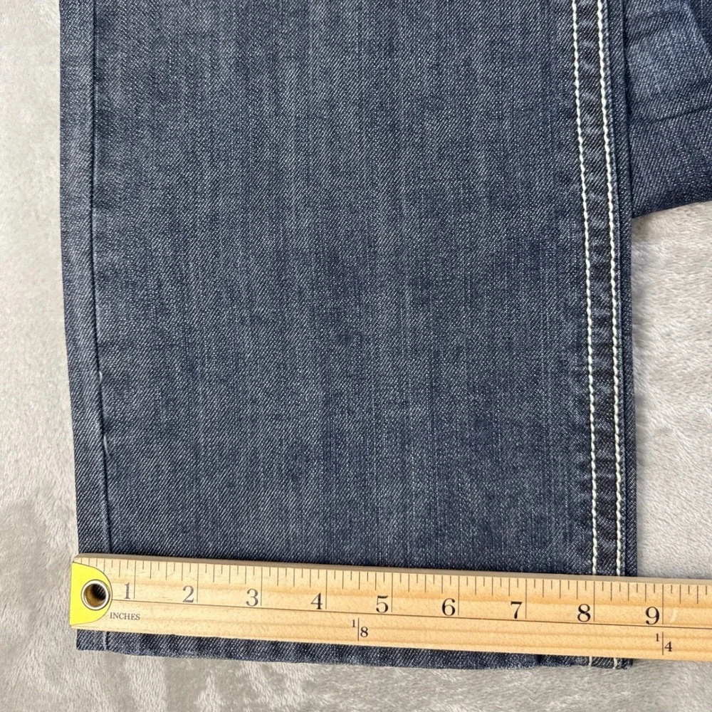 Antique Rivet Fashion Slim Mens Jeans 36x32 Dark Wash Studded Faux Croc Y2K NEW